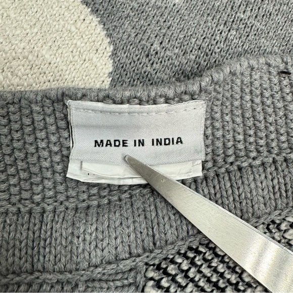 Bunny Rabbit Throw Blanket 100% Cotton Made in India Gray Ivory - Picture 9 of 10